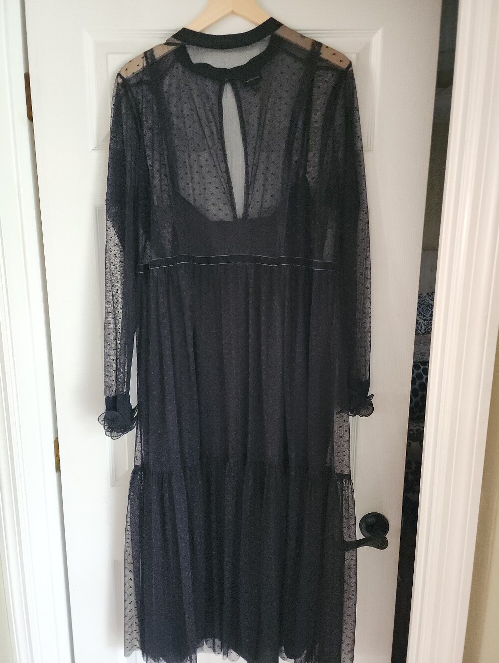 Whimsigoth Polka Dot Tulle Midi Dress